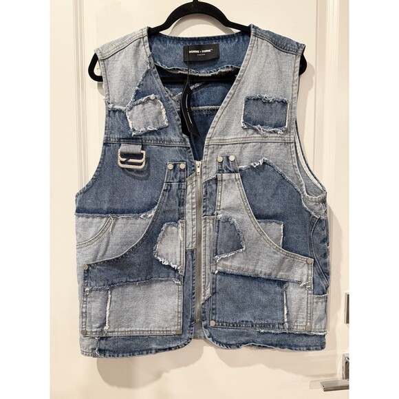 Homme + Femme Patchwork Denim Vest Spring 2023 Men Size Large Designer NWT - Picture 2 of 9
